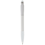 Stylo en plastique avec pointeur et poignée texturée colorée couleur blanc quatrière vue