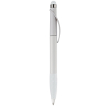 Stylo en plastique avec pointeur et poignée texturée colorée couleur blanc cinquième vue