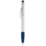 Stylo en plastique avec pointeur et poignée texturée colorée couleur bleu foncé
