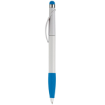 Stylo en plastique avec pointeur et poignée texturée colorée couleur bleu ciel