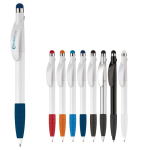 Stylo en plastique avec pointeur et poignée texturée colorée