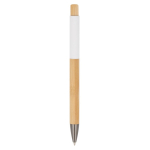 Stylo en bois avec détail coloré en haut couleur blanc troisième vue