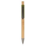 Stylo en bois avec détail coloré en haut couleur vert olive deuxième vue