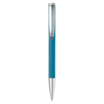 Stylo rotatif en aluminium avec clip et pointe métallique couleur bleu deuxième vue