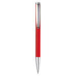 Stylo rotatif en aluminium avec clip et pointe métallique couleur rouge deuxième vue