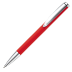 Stylo rotatif en aluminium avec clip et pointe métallique couleur rouge troisième vue
