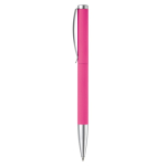 Stylo rotatif en aluminium avec clip et pointe métallique couleur rose