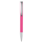 Stylo rotatif en aluminium avec clip et pointe métallique couleur rose deuxième vue