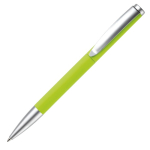 Stylo rotatif en aluminium avec clip et pointe métallique couleur vert lime troisième vue