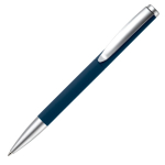 Stylo rotatif en aluminium avec clip et pointe métallique couleur bleu foncé troisième vue