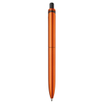 Stylo en plastique métallisé avec clip solide et recharge jumbo bleue couleur orange quatrière vue