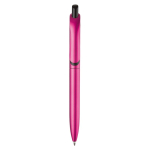 Stylo en plastique métallisé avec clip solide et recharge jumbo bleue couleur rose deuxième vue