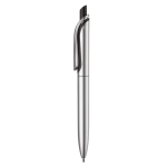 Stylo en plastique métallisé avec clip solide et recharge jumbo bleue couleur argenté troisième vue