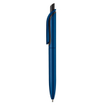 Stylo en plastique métallisé avec clip solide et recharge jumbo bleue couleur bleu foncé troisième vue