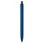 Stylo en plastique métallisé avec clip solide et recharge jumbo bleue couleur bleu foncé quatrière vue
