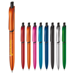 Stylo en plastique métallisé avec clip solide et recharge jumbo bleue