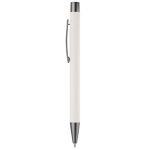 Stylo en aluminium avec finition douce au toucher et encre bleue couleur blanc deuxième vue