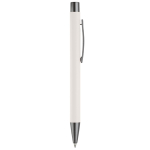 Stylo en aluminium avec finition douce au toucher et encre bleue couleur blanc cinquième vue