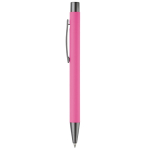 Stylo en aluminium avec finition douce au toucher et encre bleue couleur rose troisième vue