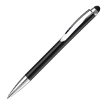 Stylo rotatif en métal avec stylet en haut couleur noir troisième vue