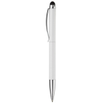 Stylo rotatif en métal avec stylet en haut couleur blanc