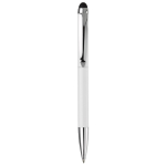 Stylo rotatif en métal avec stylet en haut couleur blanc deuxième vue