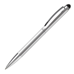 Stylo rotatif en métal avec stylet en haut couleur argenté troisième vue