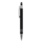 Stylo en aluminium avec finition soft-touch et 3 anneaux argentés couleur noir
