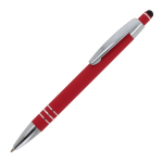Stylo en aluminium avec finition soft-touch et 3 anneaux argentés couleur rouge troisième vue