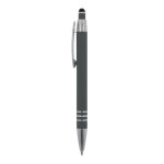 Stylo en aluminium avec finition soft-touch et 3 anneaux argentés couleur gris