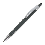 Stylo en aluminium avec finition soft-touch et 3 anneaux argentés couleur gris troisième vue