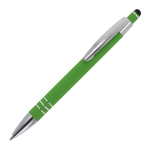 Stylo en aluminium avec finition soft-touch et 3 anneaux argentés couleur vert lime troisième vue