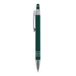 Stylo en aluminium avec finition soft-touch et 3 anneaux argentés couleur vert foncé