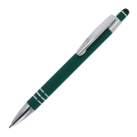 Stylo en aluminium avec finition soft-touch et 3 anneaux argentés couleur vert foncé troisième vue