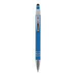 Stylo en aluminium avec finition soft-touch et 3 anneaux argentés couleur bleu ciel deuxième vue