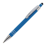 Stylo en aluminium avec finition soft-touch et 3 anneaux argentés couleur bleu ciel troisième vue