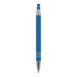 Stylo en aluminium avec finition soft-touch et 3 anneaux argentés couleur bleu ciel quatrière vue