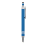 Stylo en aluminium avec finition soft-touch et 3 anneaux argentés couleur bleu ciel cinquième vue