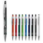 Stylo en aluminium avec finition soft-touch et 3 anneaux argentés