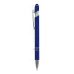 Stylo en aluminium recyclé avec pointe tactile et encre bleue couleur bleu