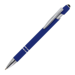 Stylo en aluminium recyclé avec pointe tactile et encre bleue couleur bleu troisième vue