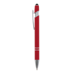 Stylo en aluminium recyclé avec pointe tactile et encre bleue couleur rouge