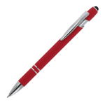 Stylo en aluminium recyclé avec pointe tactile et encre bleue couleur rouge troisième vue