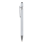 Stylo en aluminium recyclé avec pointe tactile et encre bleue couleur blanc