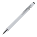 Stylo en aluminium recyclé avec pointe tactile et encre bleue couleur blanc troisième vue