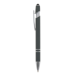 Stylo en aluminium recyclé avec pointe tactile et encre bleue couleur gris