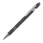 Stylo en aluminium recyclé avec pointe tactile et encre bleue couleur gris troisième vue