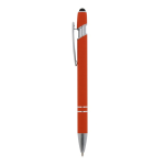 Stylo en aluminium recyclé avec pointe tactile et encre bleue couleur orange