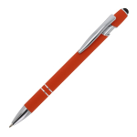 Stylo en aluminium recyclé avec pointe tactile et encre bleue couleur orange troisième vue