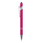 Stylo en aluminium recyclé avec pointe tactile et encre bleue couleur rose